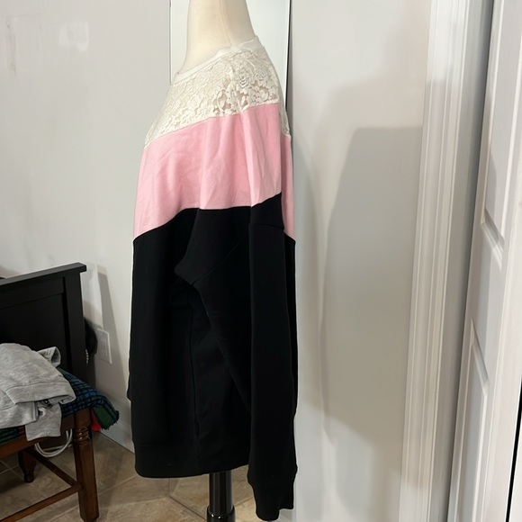 Torrid Pink and Black Lace fleece Sweater - Picture 5 of 8